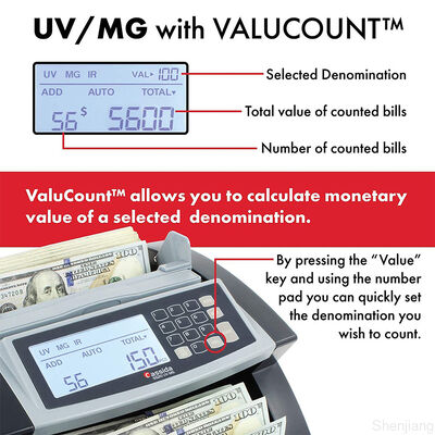 Top Loading Dual Cis Money Detector Mix Value Cash Money Counting Machine